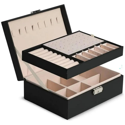 2-Layer Foldable Jewelry Organizer with Lock