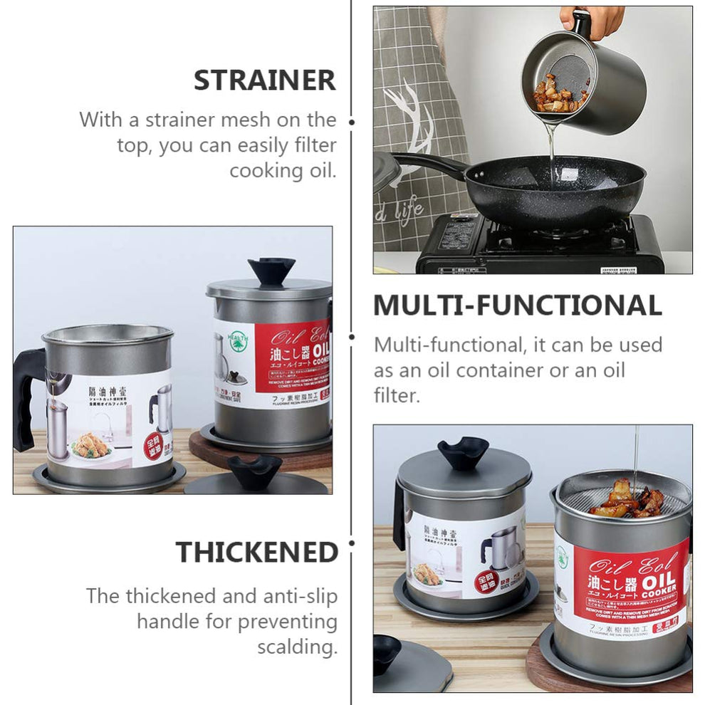 Oil Filter Pot with Tray – Stainless Steel Grease Storage Container