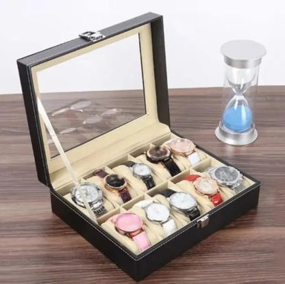 10 Slots Premium Watch Organizer Box – Elegant Watch Storage Leather Case