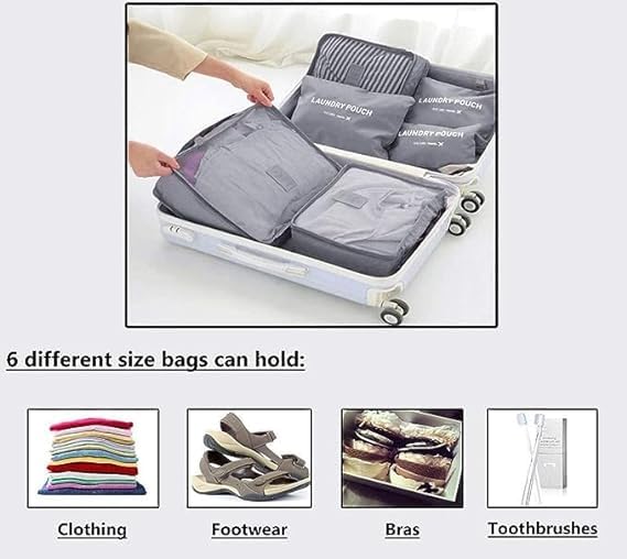 6 in 1 Travel Organizer Bags - Space‑Saving Suitcase Organizer Set