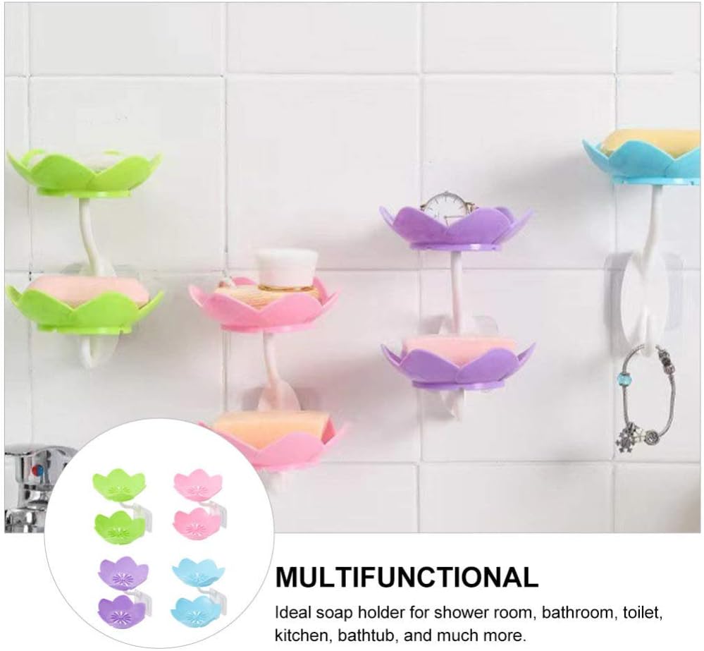 2 Layers Plastic Lotus Drain Soap Holder