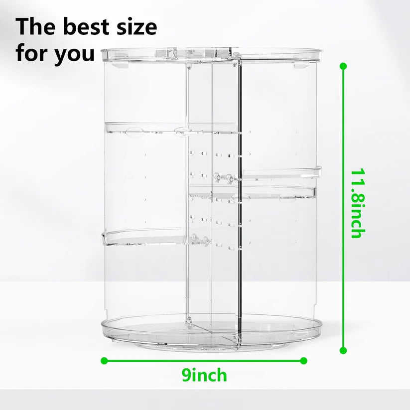 Luxury 360° Rotating Cosmetic Organizer | Adjustable Acrylic Makeup & Skincare Storage