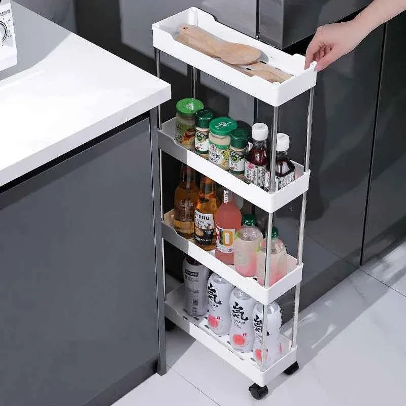 4-Tier Slim Rolling Storage Trolley – Space-Saving Organizer Rack
