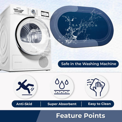 2PC Anti‑Slip Bathroom Mat – Fast‑Drying, Water‑Absorbent Floor Mat (Large 2.25 x 1.5 ft)