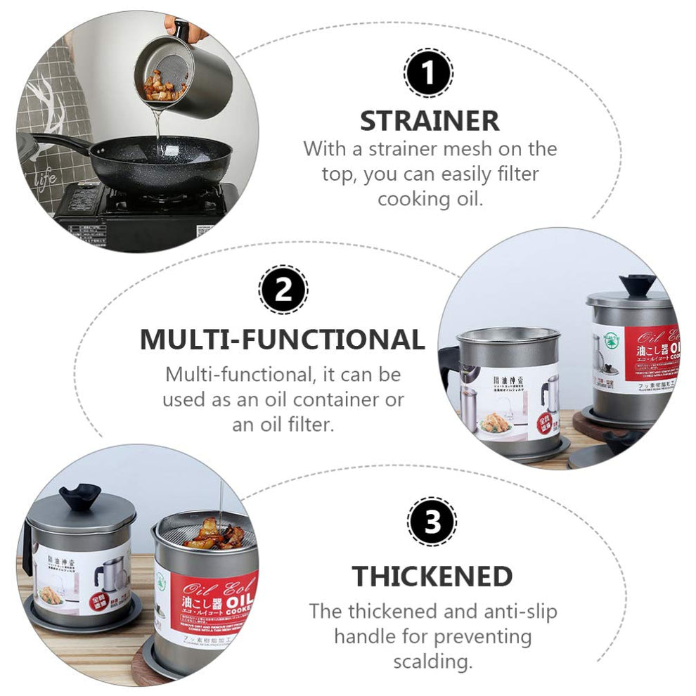 Oil Filter Pot with Tray – Stainless Steel Grease Storage Container