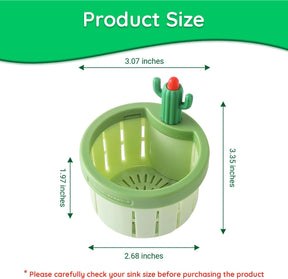 Cactus Sink Drain Basket | Kitchen Sink Strainer with Hands-free Waste Removal | Anti-Clog Food Catcher for Drain Cleaning