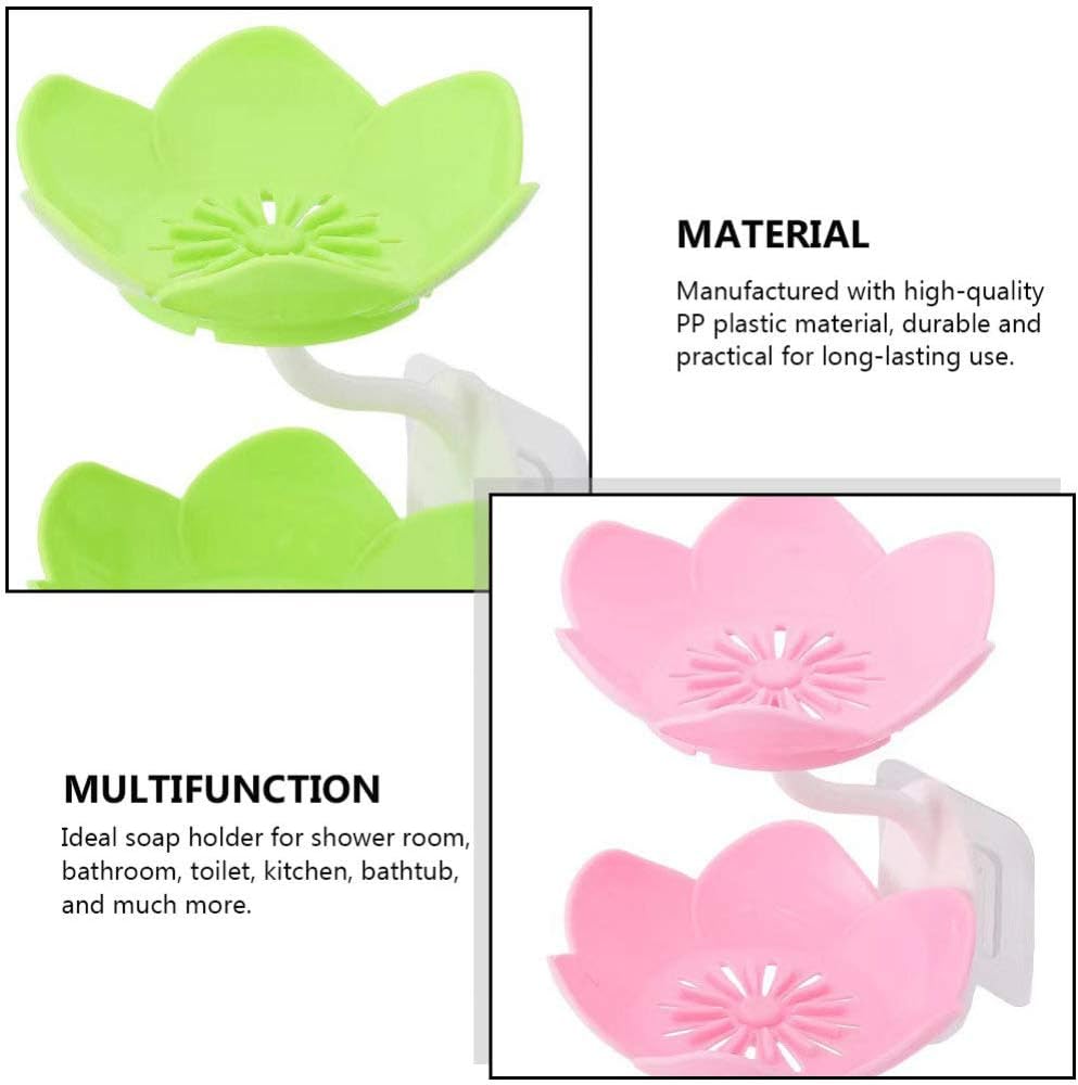 2 Layers Plastic Lotus Drain Soap Holder