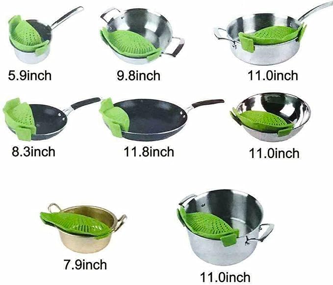Silicone Clip‑On Strainer – Universal Silicone Pasta & Vegetable Strainers for Pots and Bowls
