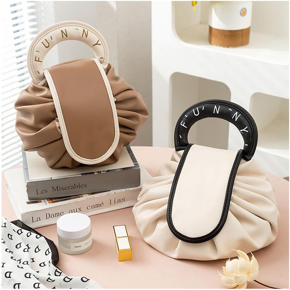 Lazy Makeup Bag with Handle | Drawstring Cosmetic Pouch for Women & Girls