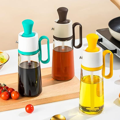 Glass Olive Oil Dispenser with Silicone Basting Brush – Kitchen Oil Pour Bottle