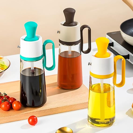 Glass Olive Oil Dispenser with Silicone Basting Brush – Kitchen Oil Pour Bottle