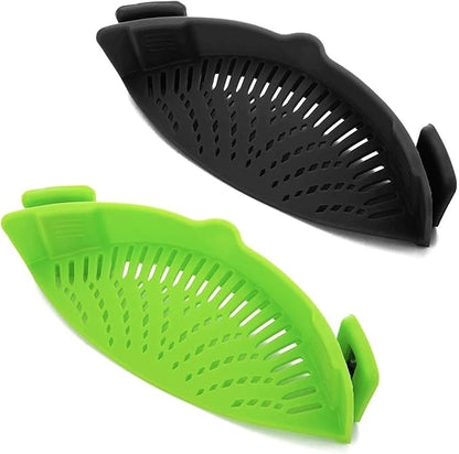 Silicone Clip‑On Strainer – Universal Silicone Pasta & Vegetable Strainers for Pots and Bowls