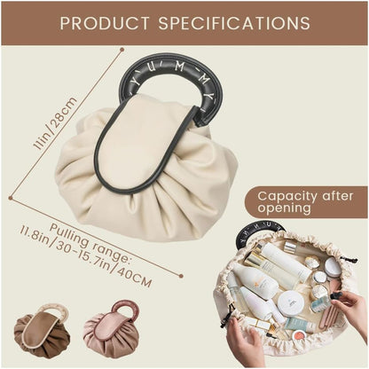 Lazy Makeup Bag with Handle | Drawstring Cosmetic Pouch for Women & Girls