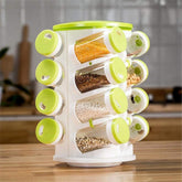 16 Pcs Rotating Spice Rack  – Waterproof & Easy Storage Spice Organizer