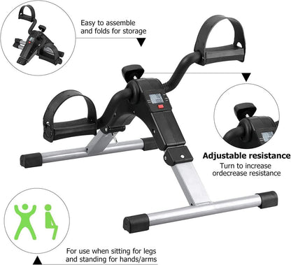Mini Pedal Exerciser Bike – Portable Arm & Leg Exercise Cycle with Digital Display