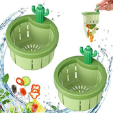 Cactus Sink Drain Basket | Kitchen Sink Strainer with Hands-free Waste Removal | Anti-Clog Food Catcher for Drain Cleaning