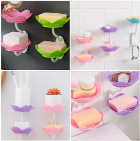 2 Layers Plastic Lotus Drain Soap Holder