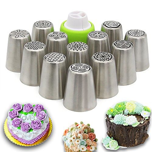 12-Piece Stainless Steel Cake Decorating Set with Nozzles & Reusable Pastry Bag