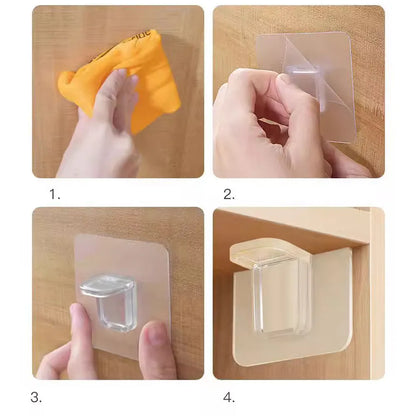 Pack of 4 Punch-free Layered Partition Bracket Triangle Bracket Support Shelf Right Angle Support Paste Screw Hook Clapboard Sticker