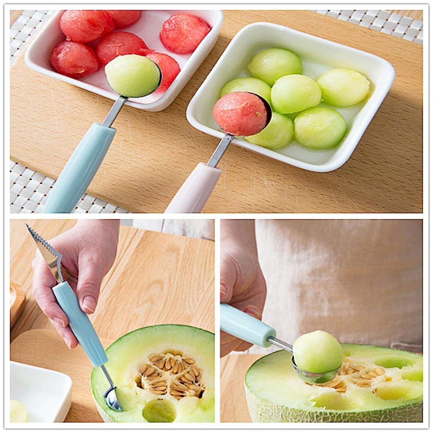 2-in-1 Fruit Carving Knife And Scoop Ice Cream Spoon