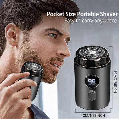 Portable Electric Mini Shaver – Rechargeable Pocket Razor with Digital Display for Men