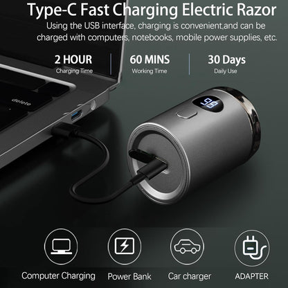Portable Electric Mini Shaver – Rechargeable Pocket Razor with Digital Display for Men