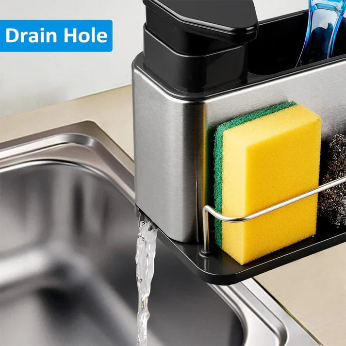 3‑in‑1 Kitchen Soap Dispenser – Built‑In Sponge & Brush Holder Sink Organizer