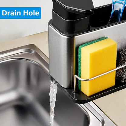 3‑in‑1 Kitchen Soap Dispenser – Built‑In Sponge & Brush Holder Sink Organizer