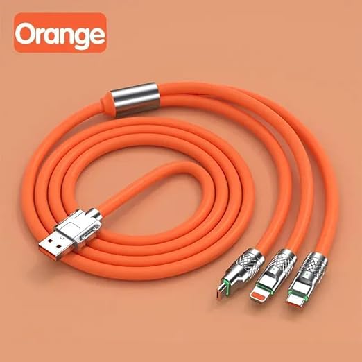 120W Fast Charging 3-in-1 Cable – Type-C, Micro USB & Lightning Multi Charger Cable for Android, iPhone & Tablets