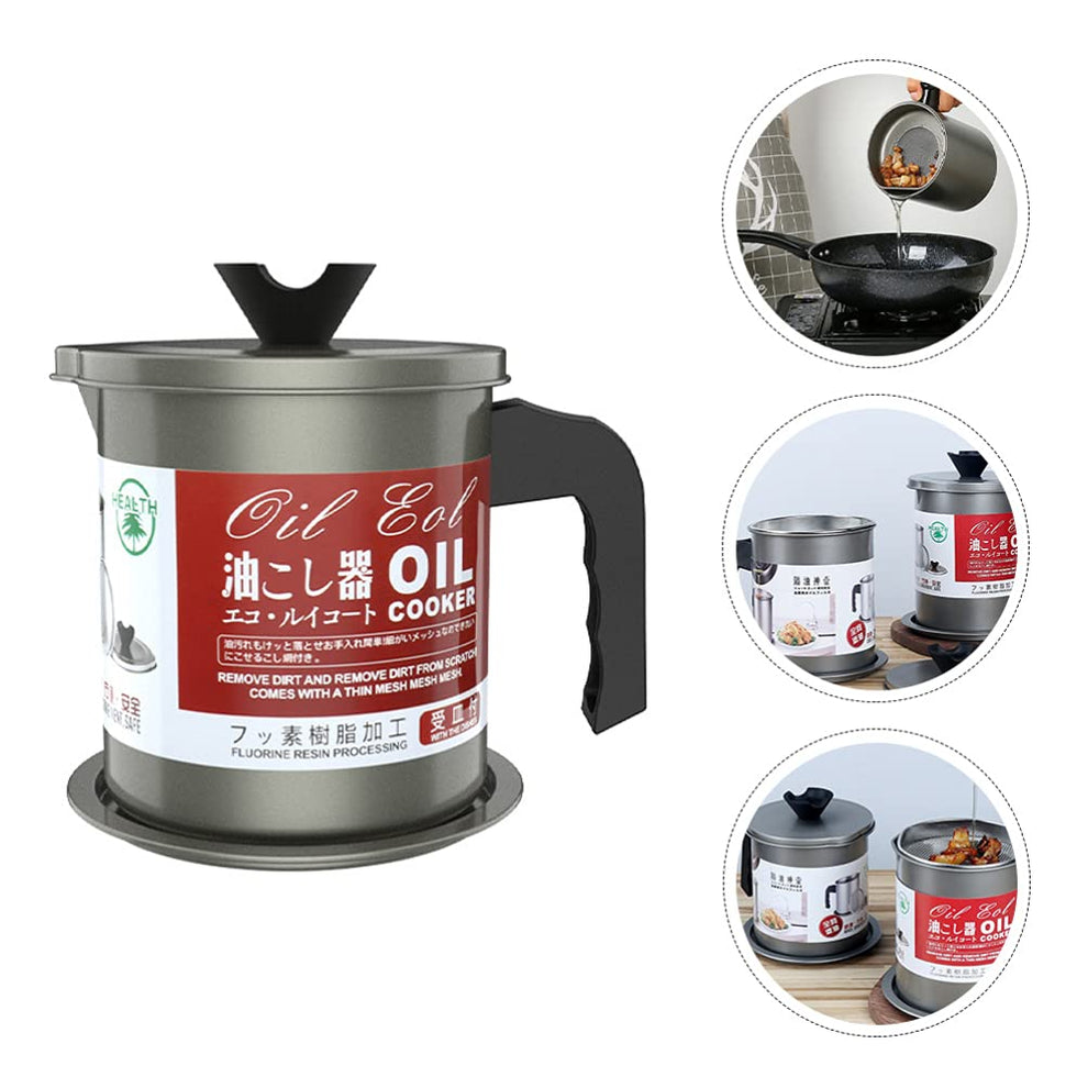 Oil Filter Pot with Tray – Stainless Steel Grease Storage Container