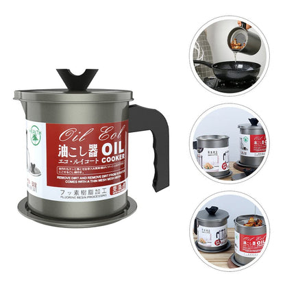 Oil Filter Pot with Tray – Stainless Steel Grease Storage Container
