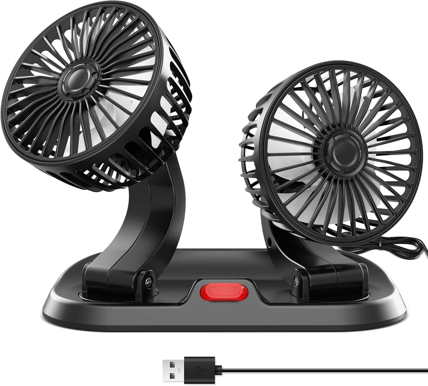 Portable High-Speed Dual Car Fan – 360° Rotatable 12V Cooling Fan for Car, SUV & Truck (Low Noise, Adjustable Speed)