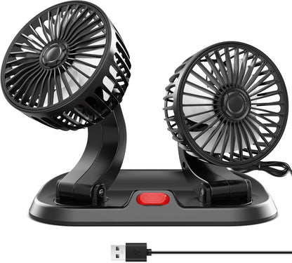 Portable High-Speed Dual Car Fan – 360° Rotatable 12V Cooling Fan for Car, SUV & Truck (Low Noise, Adjustable Speed)