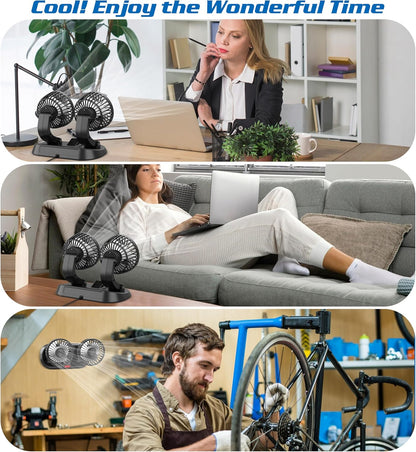 Portable High-Speed Dual Car Fan – 360° Rotatable 12V Cooling Fan for Car, SUV & Truck (Low Noise, Adjustable Speed)