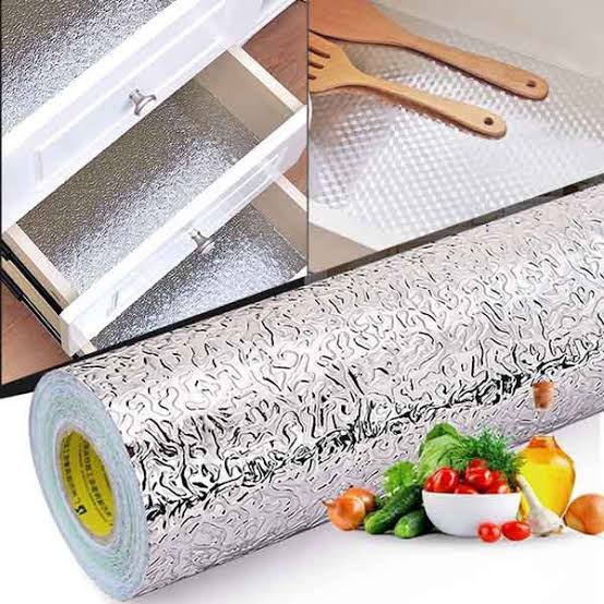 Aluminum Foil Roll 60x200cm – Self Adhesive, Oil & Waterproof Sticker