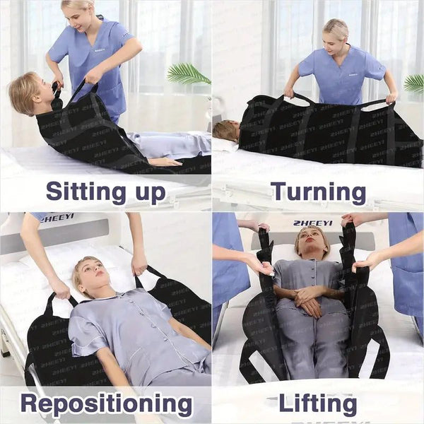 Bed Positioning Mat with Reinforced Handles, Lifting and Turning Patient Sheet Transfer Blanket Suitable for Caregivers