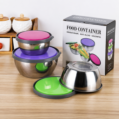 Stainless Steel Colourful 3pcs Bowl Set