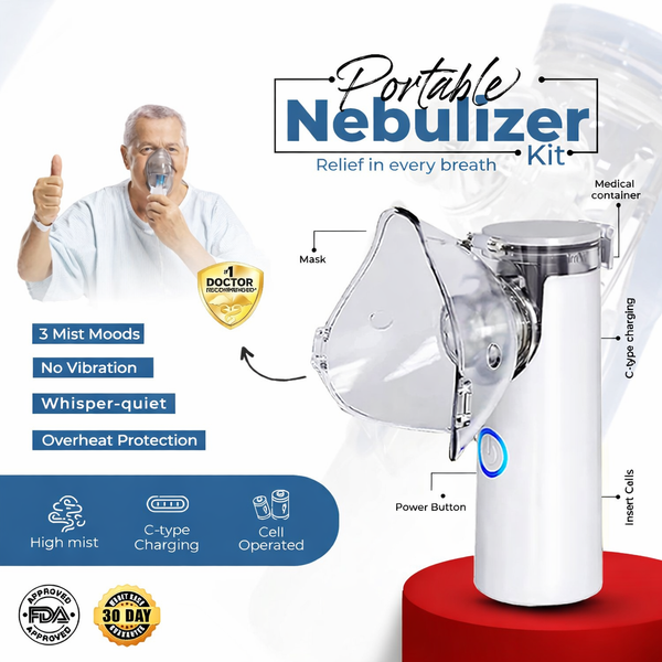 Portable Mesh Nebulizer Machine for Kids & Adults – Handheld Inhaler for Home & Travel