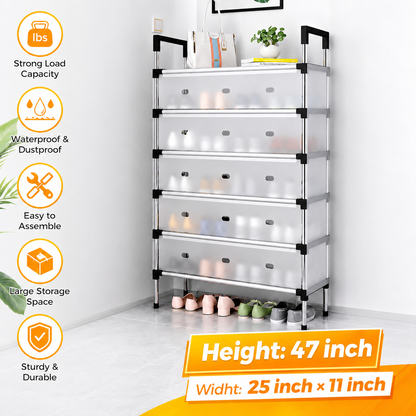 Dustproof Shoe Rack Organizer | 4/5/6/7 Layer Waterproof Shoe Stand | Space-Saving Storage Shelf for Home