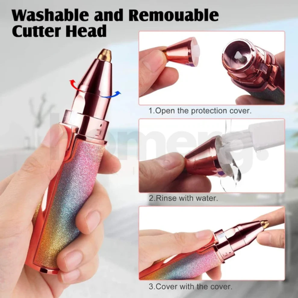 2‑in‑1 Electric Eyebrow Trimmer & Facial Hair Remover for Women - Compact & Rechargeable