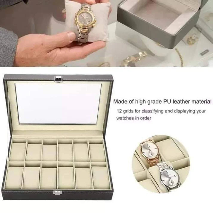 12 Slots Premium Watch Organizer Box – Elegant Watch Storage Leather Case
