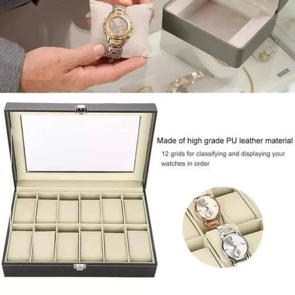 12 Slots Premium Watch Organizer Box – Elegant Watch Storage Leather Case