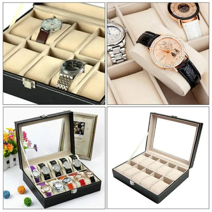 12 Slots Premium Watch Organizer Box – Elegant Watch Storage Leather Case