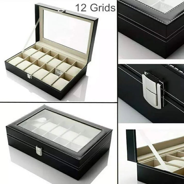 12 Slots Premium Watch Organizer Box – Elegant Watch Storage Leather Case