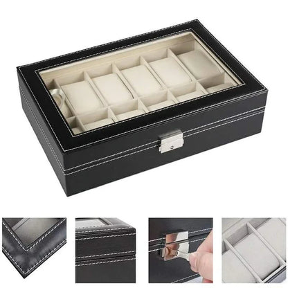 12 Slots Premium Watch Organizer Box – Elegant Watch Storage Leather Case