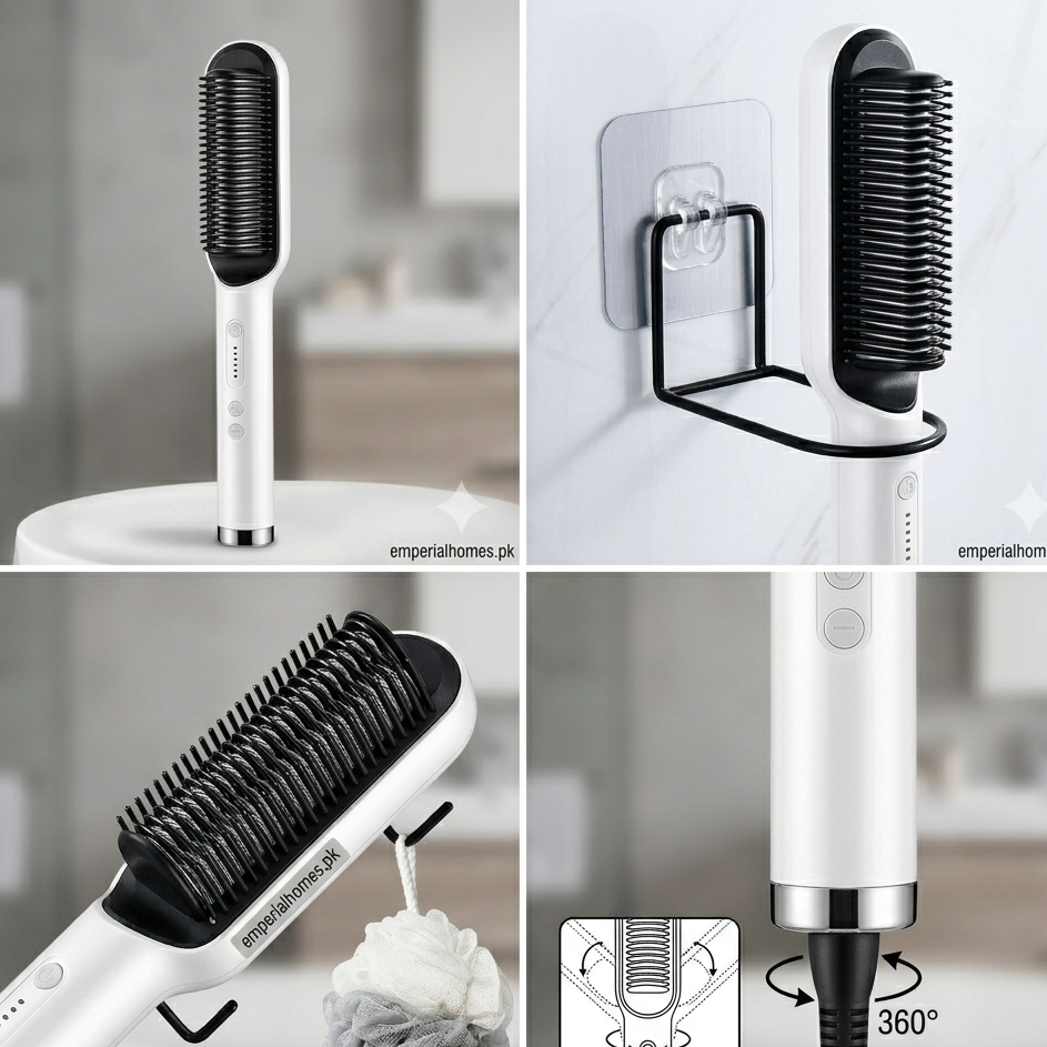 Hair Straightener with Comb – 2-in-1 Curler & Straightening Brush