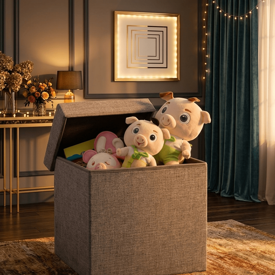 Foldable Storage Ottoman Stool - Multipurpose Seating Box
