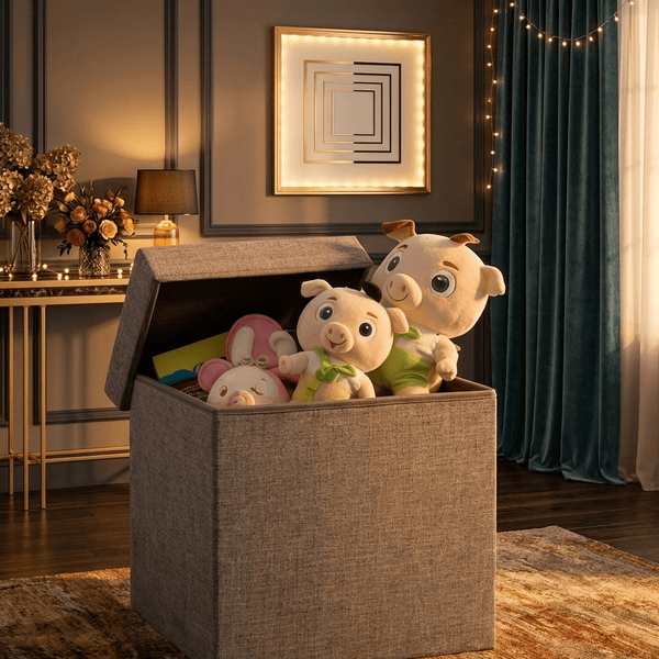 Foldable Storage Ottoman Stool - Multipurpose Seating Box