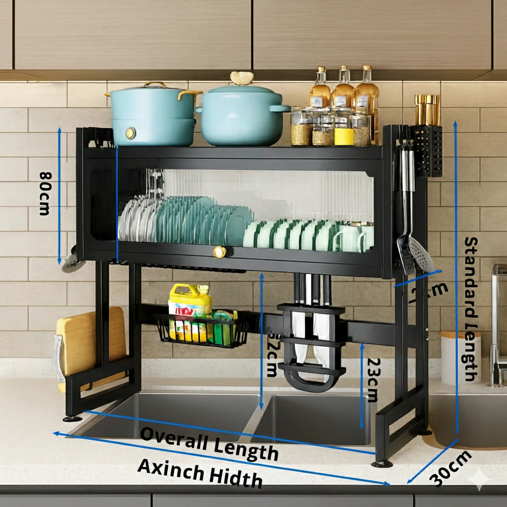 Kitchen Stainless Steel Sink Drain Rack, Rust-Resistant– Organize & Dry Dishes Effortlessly