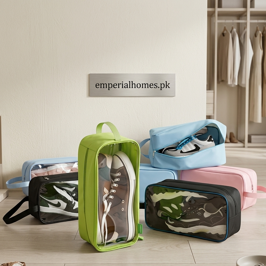 Waterproof Travel Shoe Pouch – Pack of 4 | Transparent Shoe Storage Bags